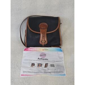 Vintage Dooney & Bourke Black Tan Essex Leather Shoulder Bag Crossbody USA Made